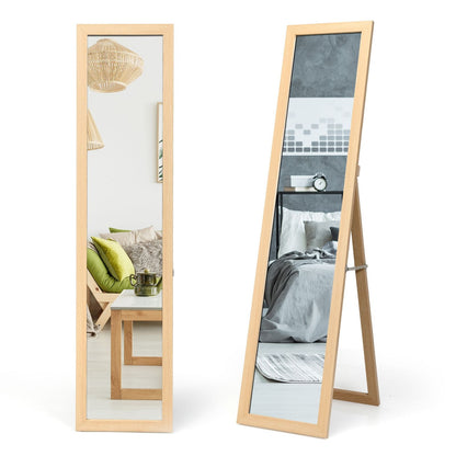 Miroir Sur Pied Psyché Miroir Autoportant Rectangulaire 155 X 37 Cm Style Scandinave Moderne Blanc/Naturel/Noir