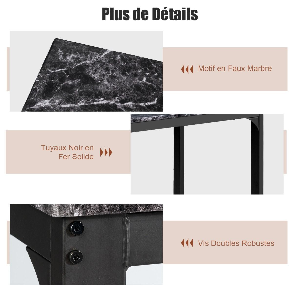 Table Haute Cuisine Avec 2 Tabourets Table Bar Cuisine Cadre En Métal Mange-Debout Industriel Pour Bistro Salle À Manger Cuisine Blanc/Café/Noir