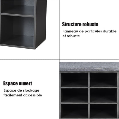 Meuble À Chaussures Banc À Chaussures Avec Coussin Capacité 150 Kg Grand Rangement En Bois 104X30X48 Cm 5 Couleurs Au Choix