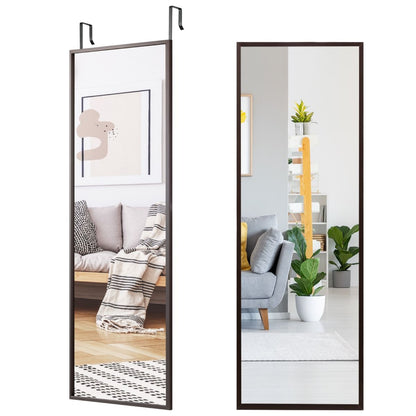 Miroir À Suspendre Sur Porte Avec Crochets De Suspension Réglables En Hauteur 36,5 X 107 CM Blanc/Café/Noir