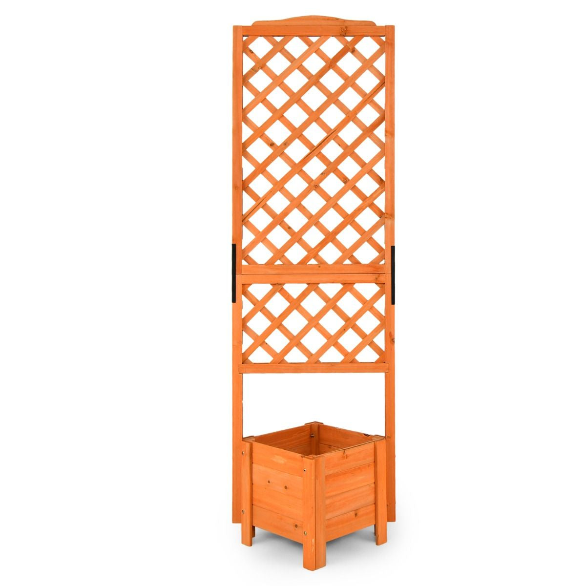 Jardinière Sur Pied Avec Treillis En Bois De Sapin 54,5X52X180Cm Bac À Fleurs Avec Trous De Drainage Pour Plantes Grimpantes