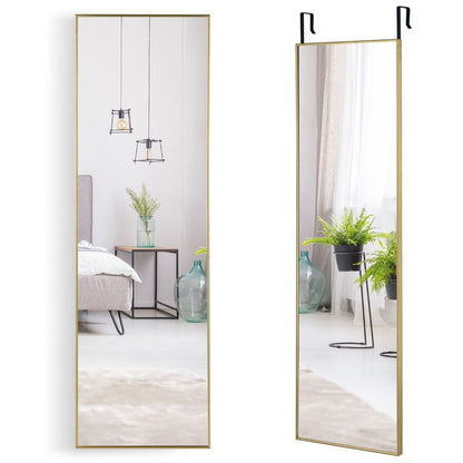 Miroir HD Psyché Mural Miroir Rectangulaire De Grand Format H 120 X L37 CM Cadre Argent En Alliage D'Aluminium Noir/Argent/Or