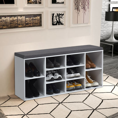 Meuble À Chaussures Banc À Chaussures Avec Coussin Capacité 150 Kg Grand Rangement En Bois 104X30X48 Cm 5 Couleurs Au Choix