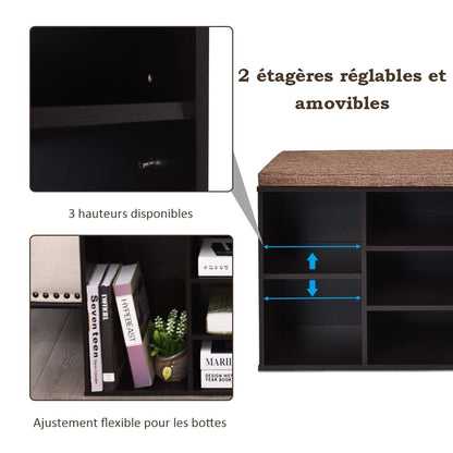 Meuble À Chaussures Banc À Chaussures Avec Coussin Capacité 150 Kg Grand Rangement En Bois 104X30X48 Cm 5 Couleurs Au Choix