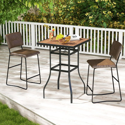 Table De Bar Carrée De Patio 70 Cm Table De Jardin Avec Cadre En Métal Robuste Trou De Parasol De 39 Mm Table Bistrot D'Extérieur