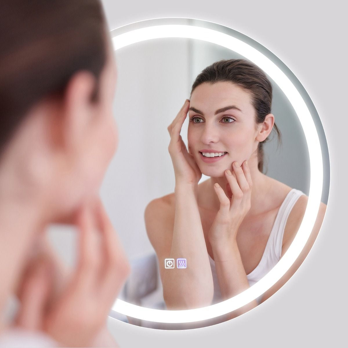 Miroir De Salle De Bain LED Ø 60 Cm Avec 3 Eclairages Interrupteur Tactile Et Fonction Anti-Buée