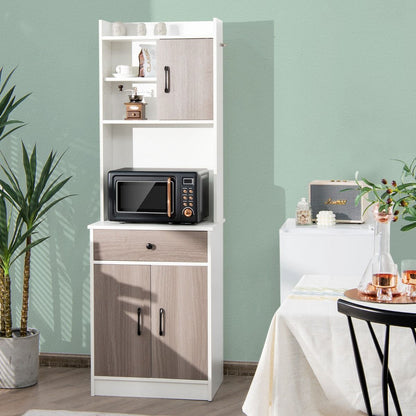 Buffet De Cuisine Meuble Cuisine Rangement Avec 3 Portes Et 1 Niche De Rangement Passe-Câble 60 X 40 X 180 CM Noir/Blanc