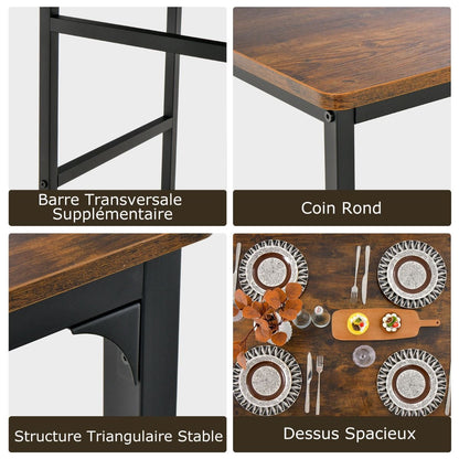 Ensemble Table Et 2 Chaise 1 Banc 4 Personnes Style Industriel Structure En Métal Pour Salle À Manger Restaurant Cuisine Marron/Gris/Café