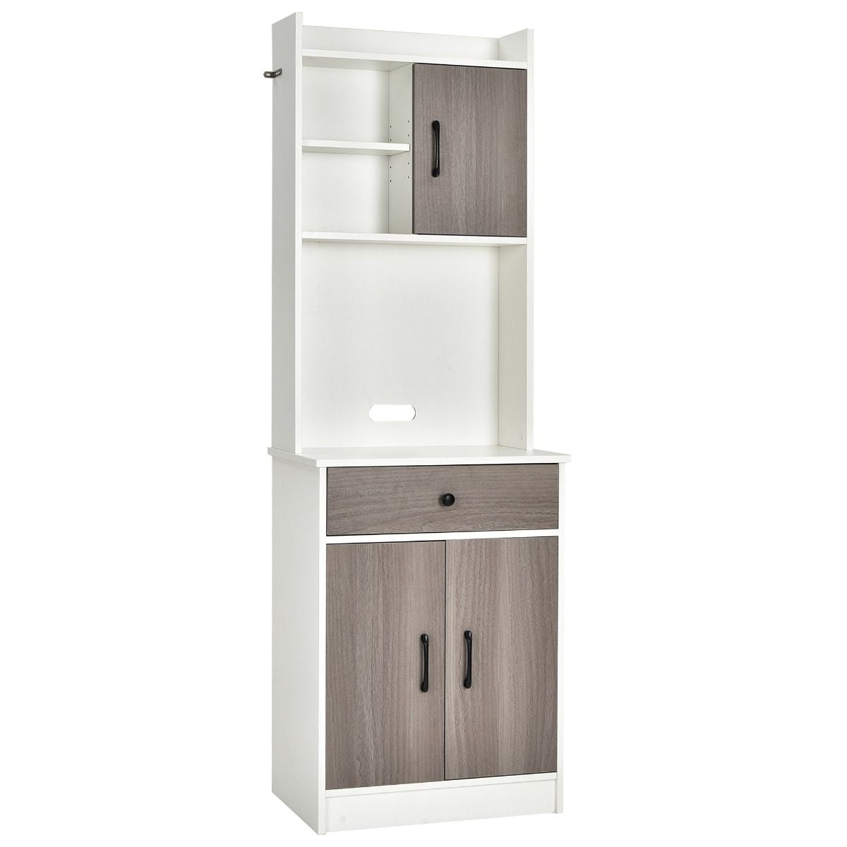 Buffet De Cuisine Meuble Cuisine Rangement Avec 3 Portes Et 1 Niche De Rangement Passe-Câble 60 X 40 X 180 CM Noir/Blanc