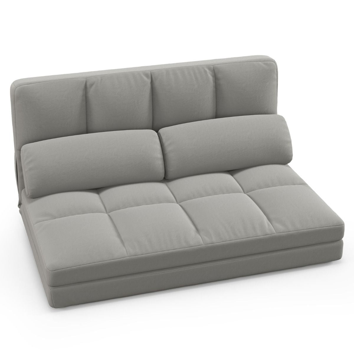 Canapé Lit Convertible En Velours Pliable Dossier Réglable À 6 Niveaux Avec 2 Coussins Gris Clair/Gris Foncé