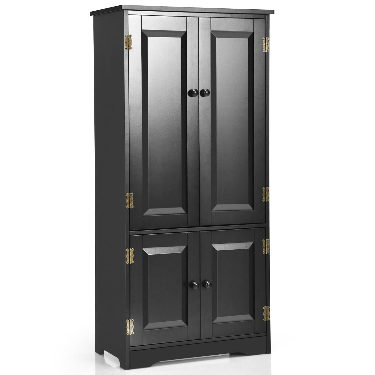 Armoire De Chambre Avec 2 Porte De Style Vintage Avec 2 Etagères Réglables À 5 Positions En MDF Blanc/Noir