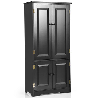 Armoire De Chambre Avec 2 Porte De Style Vintage Avec 2 Etagères Réglables À 5 Positions En MDF Blanc/Noir