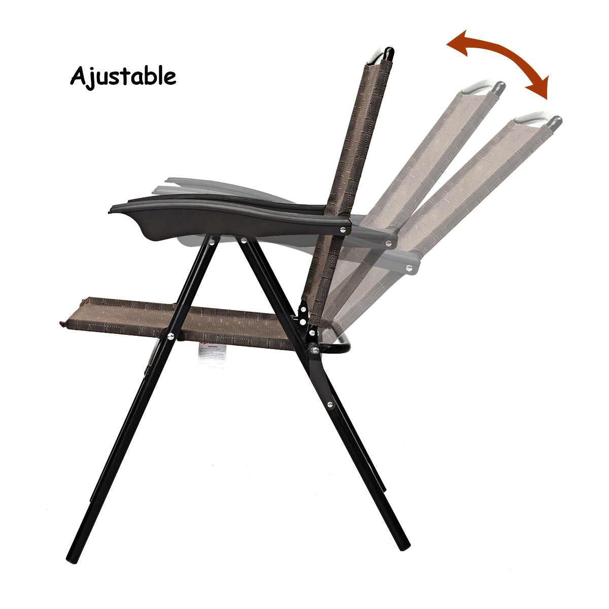Lot De 4 Chaises Pliantes En Textilène 54 X 69 X 43-90 CM Chaise De Jardin Portable Avec Dossier Réglable