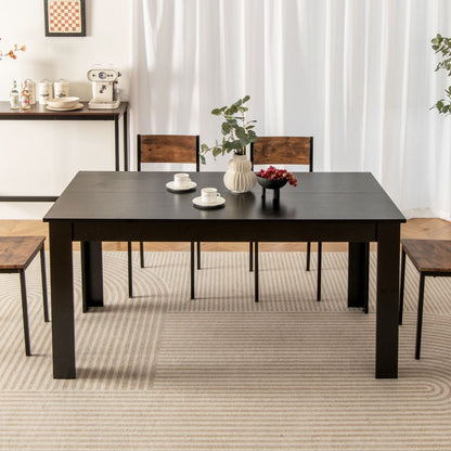 Table Salle À Manger De 160 CM Pour 6-8 Personnes Table Cuisine Rectangulaire Avec Pieds En Formes De L Robustes Table Bureau De Travail Moderne Naturel/Noir