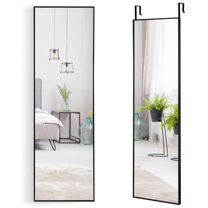 Miroir HD Psyché Mural Miroir Rectangulaire De Grand Format H 120 X L37 CM Cadre Argent En Alliage D'Aluminium Noir/Argent/Or