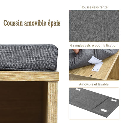 Meuble À Chaussures Banc À Chaussures Avec Coussin Capacité 150 Kg Grand Rangement En Bois 104X30X48 Cm 5 Couleurs Au Choix