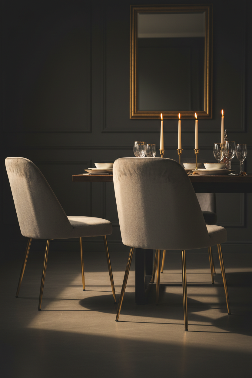 Chaises Velours Gris Luxe Fériona