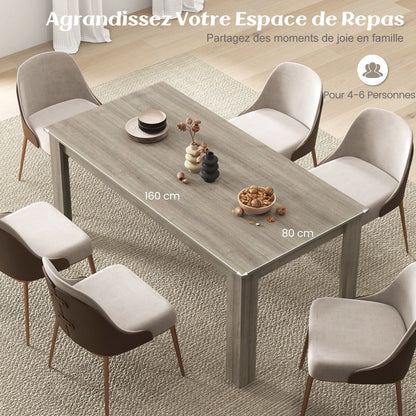 Table Salle À Manger De 160 CM Pour 6-8 Personnes Table Cuisine Rectangulaire Avec Pieds En Formes De L Robustes Table Bureau De Travail Moderne Naturel/Noir