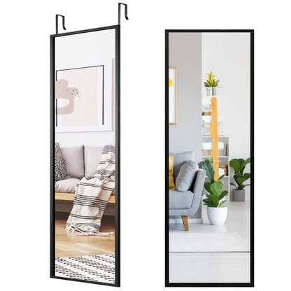 Miroir À Suspendre Sur Porte Avec Crochets De Suspension Réglables En Hauteur 36,5 X 107 CM Blanc/Café/Noir