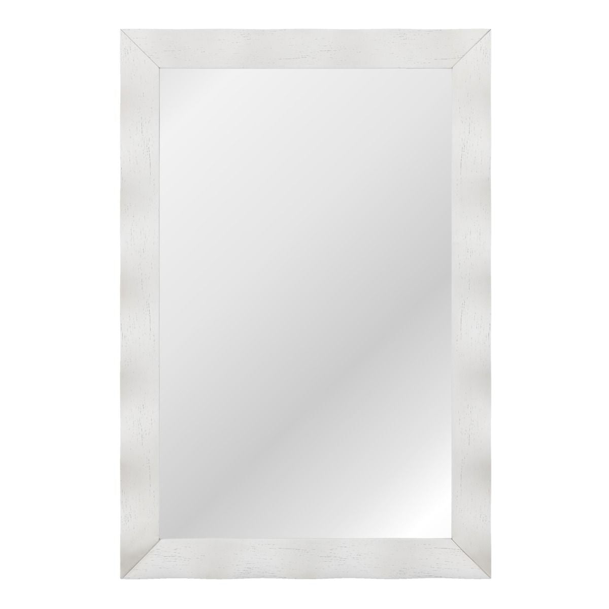 Miroir Mural 106X71,5Cm Miroir En Bois De Caoutchouc Style Rustique Avec Cadre En Bois Massif Miroir Rectangulaire De Vanité Blanc/Noir