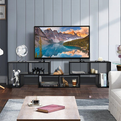 Meuble TV 3 Pièces 134-180X30X43Cm Combination Libre Pour Télévision Jusqu’À 49 Pouces Pour Salon Chambre Bureau En MDF Noir/Blanc/Café/Gris