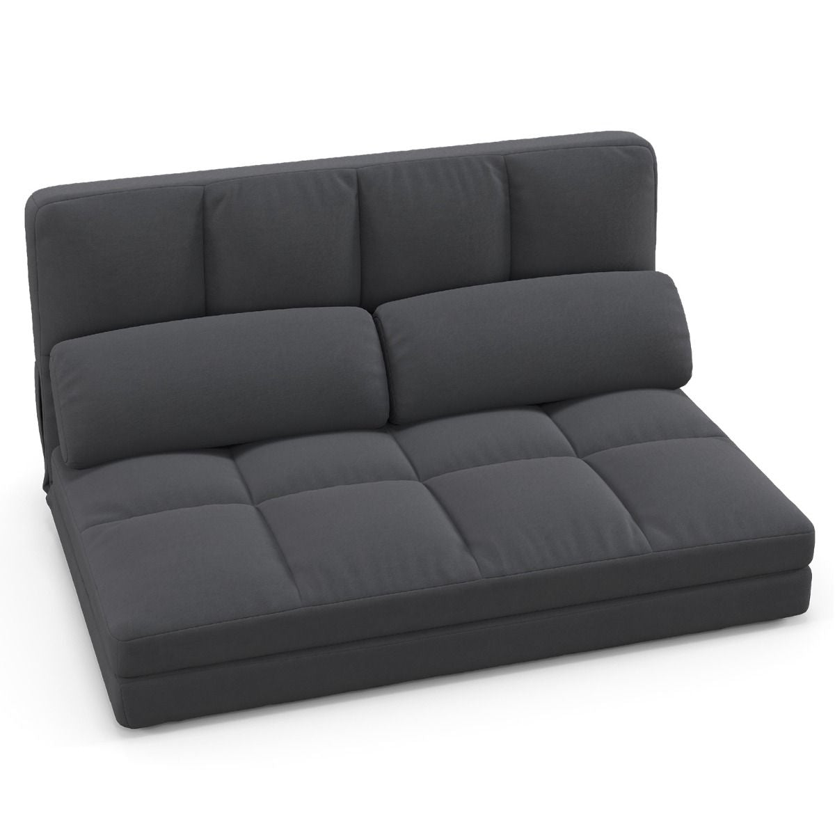 Canapé Lit Convertible En Velours Pliable Dossier Réglable À 6 Niveaux Avec 2 Coussins Gris Clair/Gris Foncé