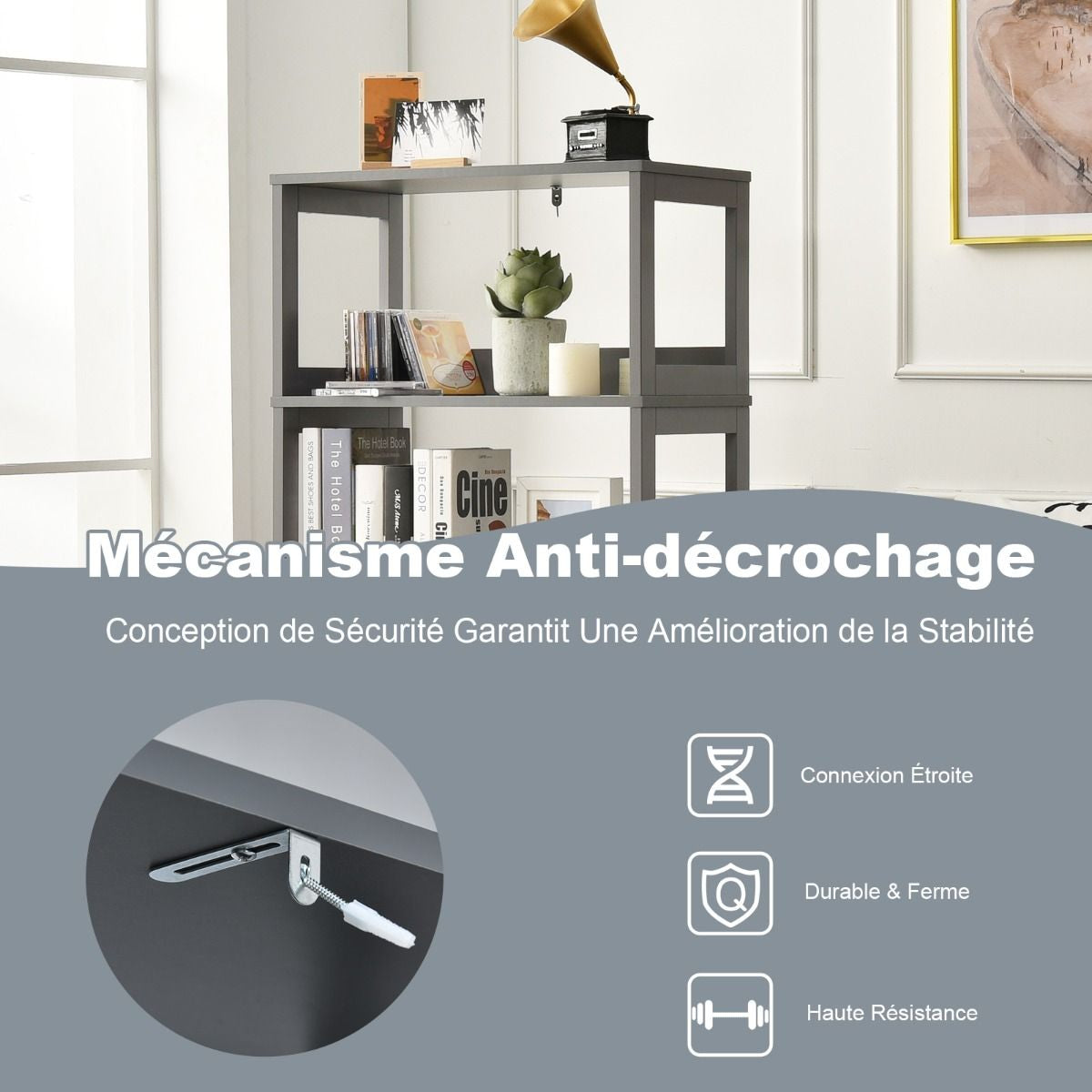 Armoire De Salle De Bain Avec 2 Portes 1 Tiroir 3 Etagères Ouvertes Capacité 70 Kg En Mdf 32,5X60X122Cm Blanc/Noir/Gris