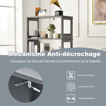 Armoire De Salle De Bain Avec 2 Portes 1 Tiroir 3 Etagères Ouvertes Capacité 70 Kg En Mdf 32,5X60X122Cm Blanc/Noir/Gris