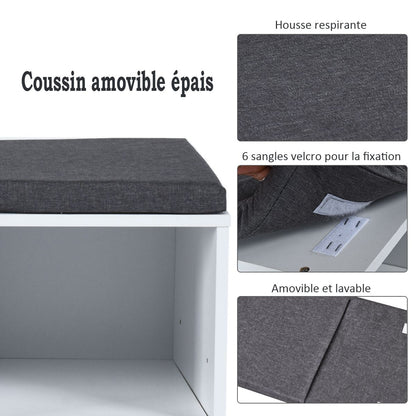 Meuble À Chaussures Banc À Chaussures Avec Coussin Capacité 150 Kg Grand Rangement En Bois 104X30X48 Cm 5 Couleurs Au Choix