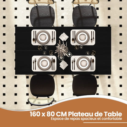 Table Salle À Manger De 160 CM Pour 6-8 Personnes Table Cuisine Rectangulaire Avec Pieds En Formes De L Robustes Table Bureau De Travail Moderne Naturel/Noir