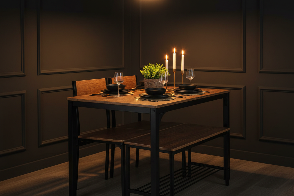 Ensemble Table Chaises Banc Industriel Luxe Fériona