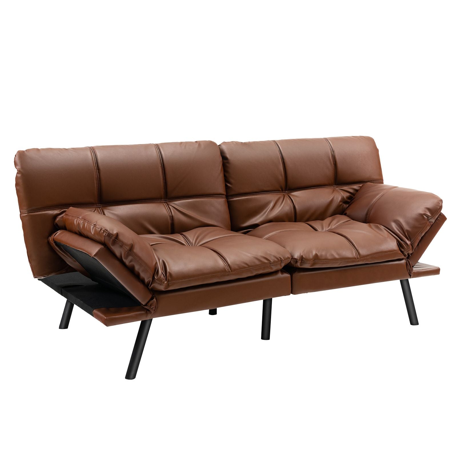 Canapé-Lit Futon Convertible En Mousse À Mémoire De Forme Avec Dossier Et Accoudoirs Réglables Canapé-Lit Futon Moderne Gris/Noir/Brun
