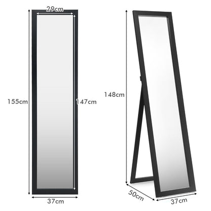 Miroir Sur Pied Psyché Miroir Autoportant Rectangulaire 155 X 37 Cm Style Scandinave Moderne Blanc/Naturel/Noir