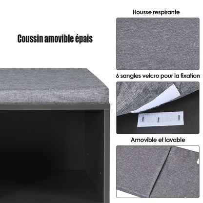 Meuble À Chaussures Banc À Chaussures Avec Coussin Capacité 150 Kg Grand Rangement En Bois 104X30X48 Cm 5 Couleurs Au Choix