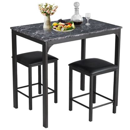 Table Haute Cuisine Avec 2 Tabourets Table Bar Cuisine Cadre En Métal Mange-Debout Industriel Pour Bistro Salle À Manger Cuisine Blanc/Café/Noir