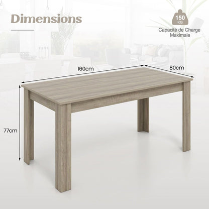 Table Salle À Manger De 160 CM Pour 6-8 Personnes Table Cuisine Rectangulaire Avec Pieds En Formes De L Robustes Table Bureau De Travail Moderne Naturel/Noir