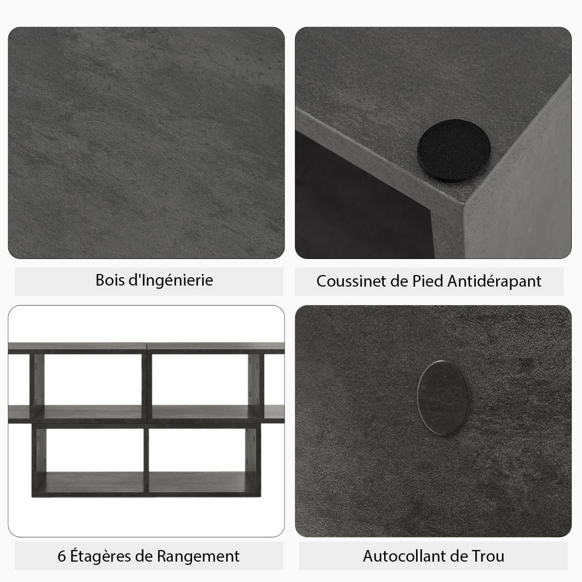 Meuble TV 3 Pièces 134-180X30X43Cm Combination Libre Pour Télévision Jusqu’À 49 Pouces Pour Salon Chambre Bureau En MDF Noir/Blanc/Café/Gris
