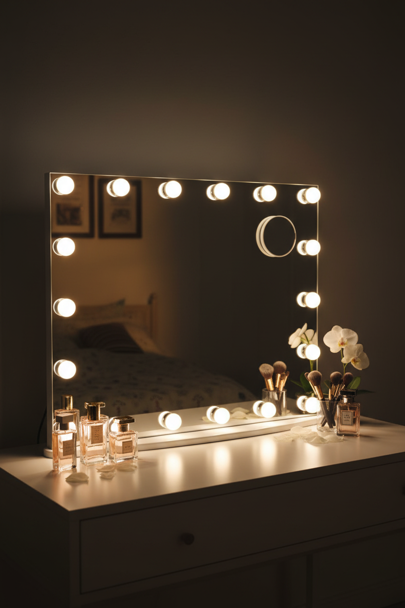 Miroir Hollywood 18 ampoules LED grossissement 3X luxe Fériona