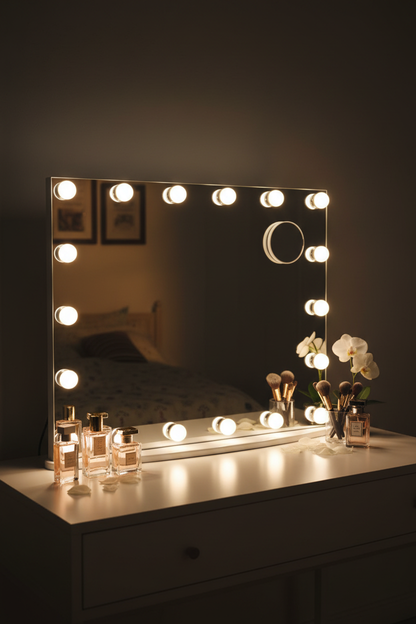 Miroir Hollywood 18 ampoules LED grossissement 3X luxe Fériona