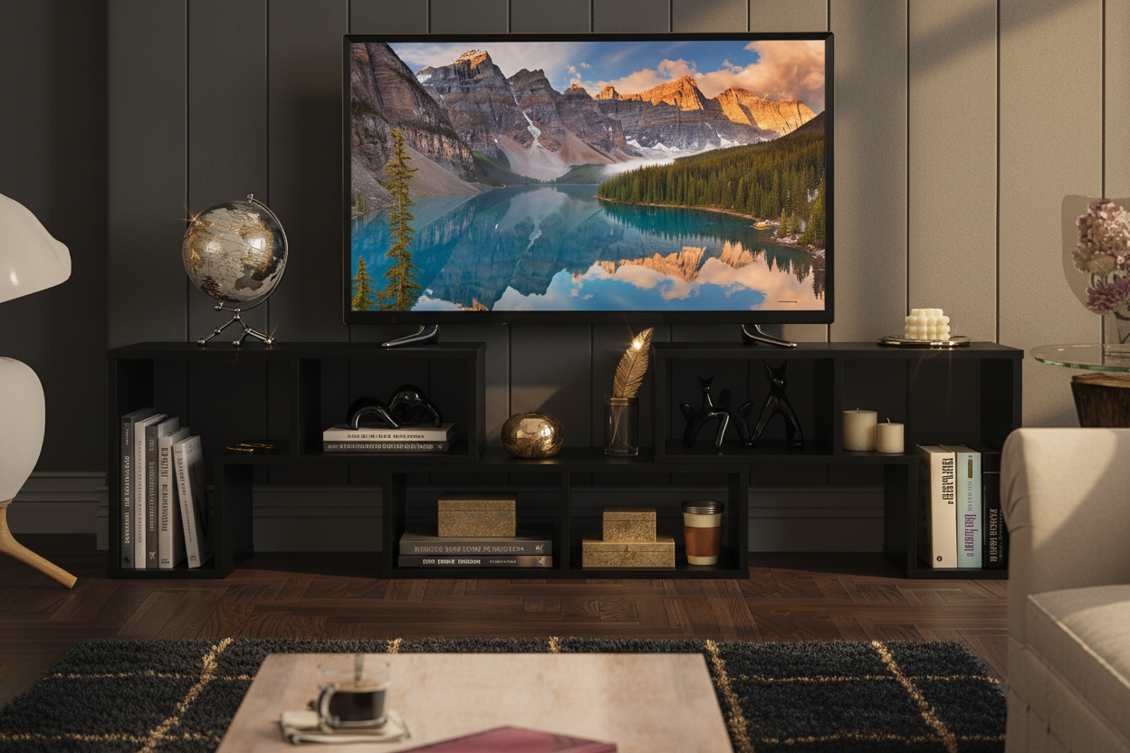 Meuble TV 3 pièces modulable noir luxe Fériona