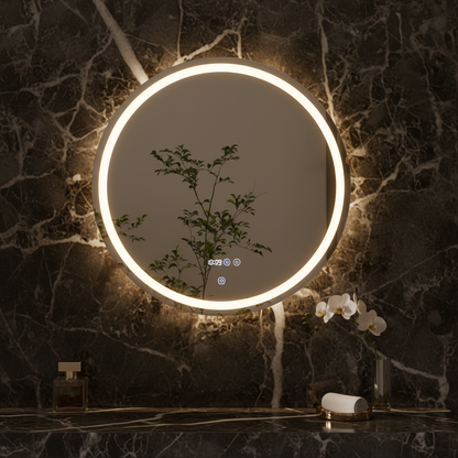 Miroir LED rond 80cm antibuée écran tactile luxe Fériona