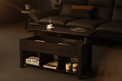 Table basse plateau relevable rangement caché luxe Fériona