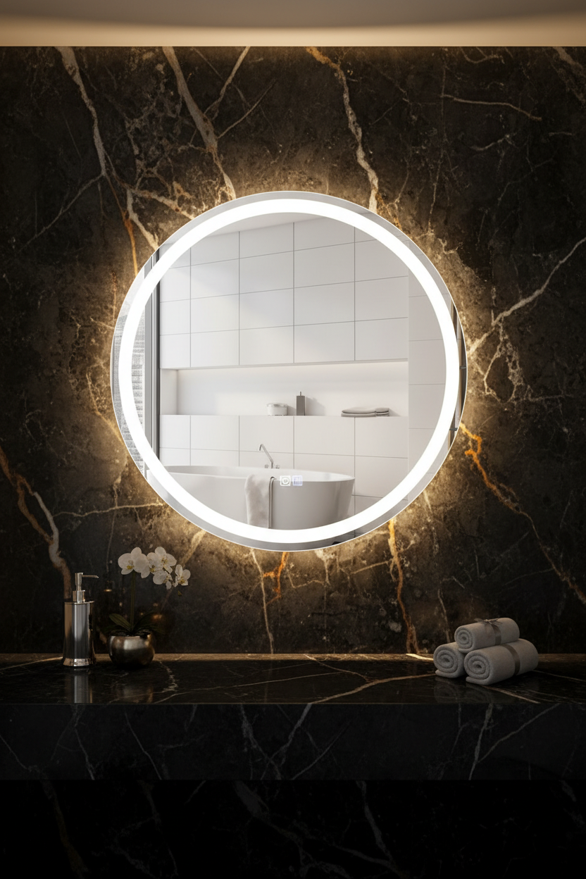 Miroir LED Salle de Bain Rond 60cm Luxe Fériona