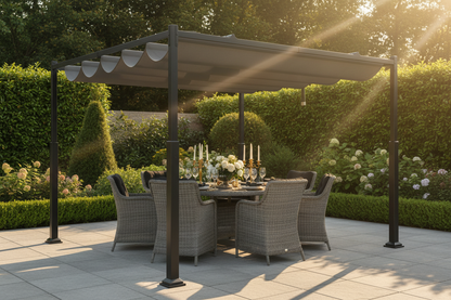 Pergola Extérieur 310x310cm Auvent Rétractable Luxe Fériona