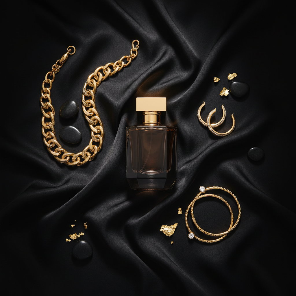 Produit luxe flat lay