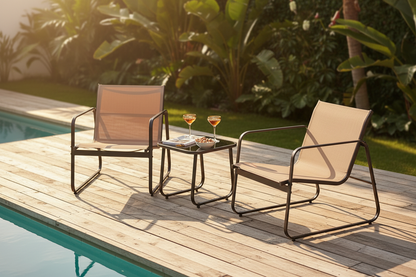 Salon Jardin 3 Pièces Textilène Marron Luxe Fériona